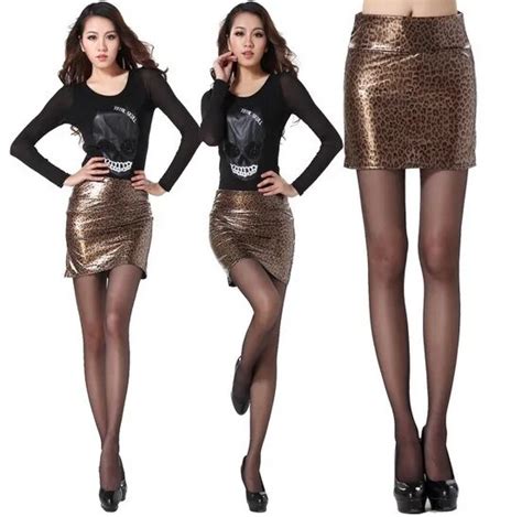 2014 Fashion Ladies Skirts Sexy Faux Leather High Waist Zipper Women Leopard Skirt Female Sexy