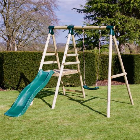 Rebo Apollo Wooden Swing Set With Platform And Slide 5060567555691 Ebay