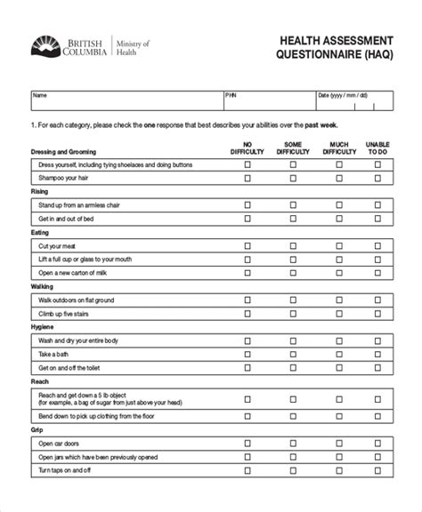 Free 10 Sample Health Questionnaire Forms In Pdf Ms Word