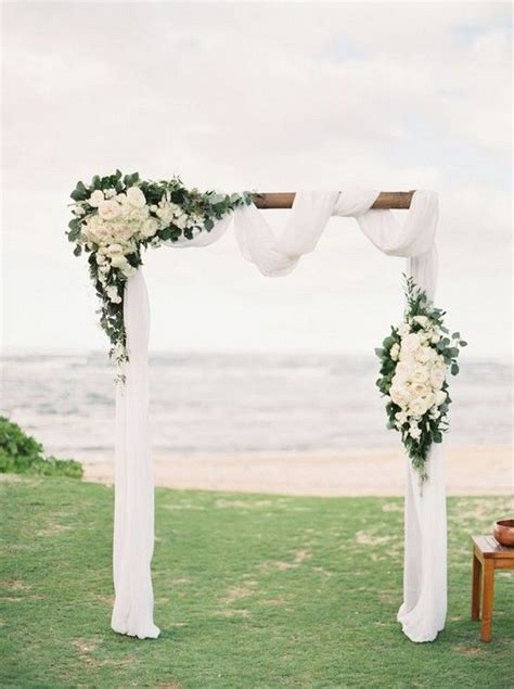 White And Greenery Simple Wedding Arch Ideas Simple Wedding Arch