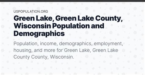 Green Lake Green Lake County Wisconsin Population Income