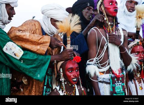 Wodaabe Dance At Gerewol Nomad Festival In Northern Niger Stock Photo