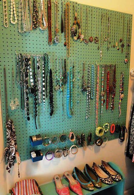 Jewelry Peg Board Jewelry Organizer Diy Jewellery Storage Hanging