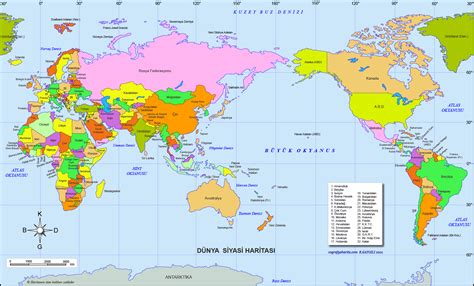 Dünya Siyasi Haritası Asya Amerika Avrupa Afrika Okyanusya Haritaları
