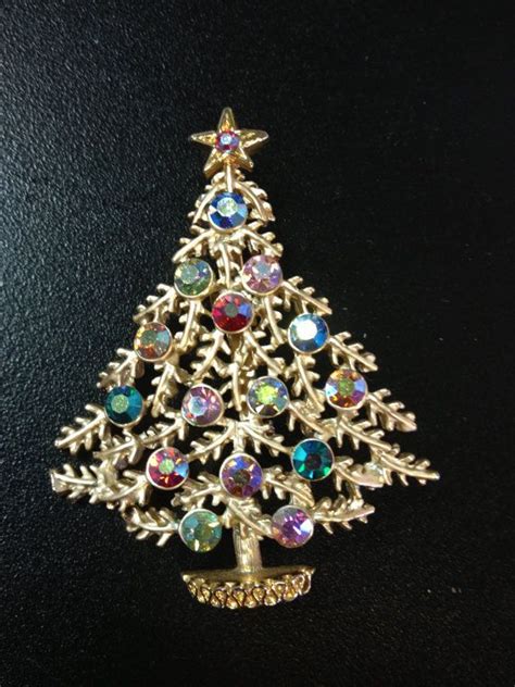 Stunning Goldtone Vintage Christmas Tree Pin By Dawnsvintagefinds