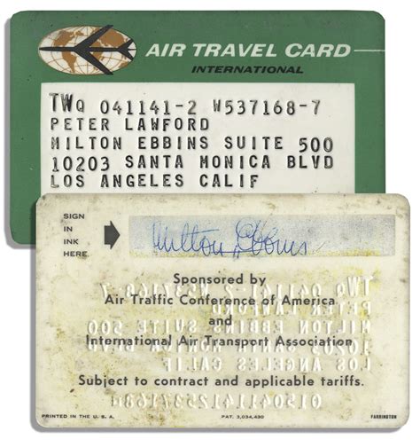 Specialist travel cards are so good for spending abroad and on overseas websites because they don't charge exchange fees. Lot Detail - Peter Lawford Air Travel Card