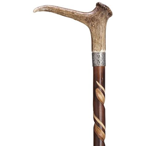 Spiral Carved Genuine Stag Horn Antler Walking Stick