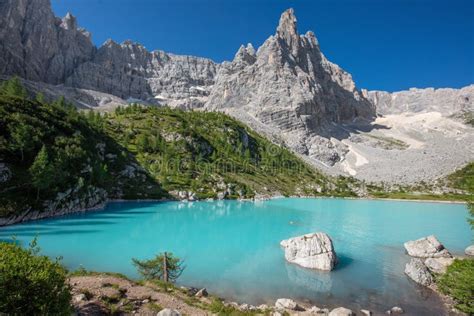Lake Sorapis Italian Alps Dolomites Stock Image Image Of Landscape