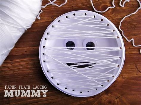 Mummy Paper Plate Lacing Craft Our Kid Things