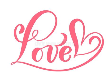 Red Calligraphy Word Love Vector Valentines Day Hand Drawn Lettering