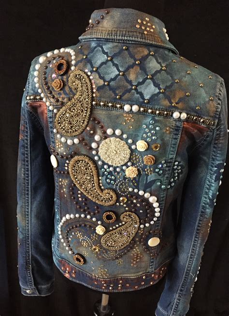 Up Cycled Denim Jacket Hand Painted Embellished Clothing