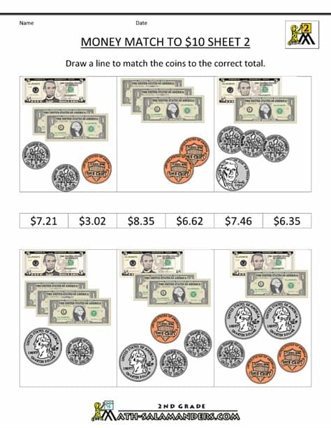 Printable Money Worksheets to $10 | Money math, Money math ...