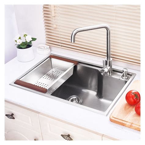 Single Bowl Drop In Kitchen Sink With Drainboard 304 Stainless Steel