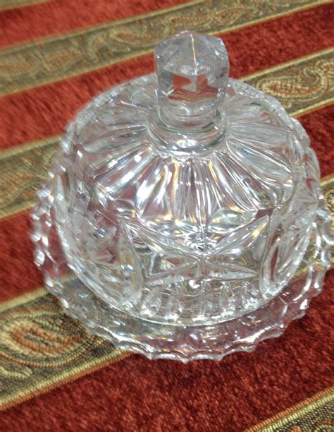 Vintage Round Crystal Butter Dish Pinwheel Dish With Cover Etsy