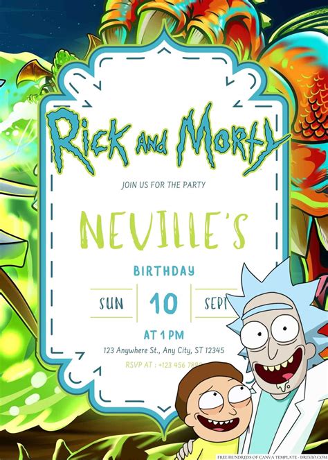 Rick And Morty Birthday Invitation Templates Invitation Design Mad