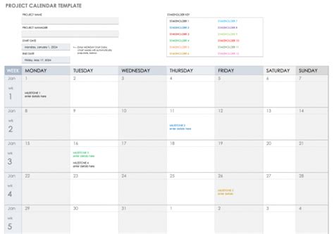 Free Project Calendar Templates Smartsheet