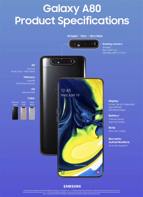 Samsung galaxy a80 is available in phantom black, ghost white, silver, black, angel gold, gold colours across various online stores in india. Samsung Unveil Galaxy A80 With Rotating Triple Camera ...