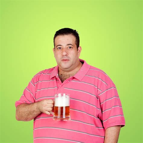 Fat Man In The Gym With A Water Bottle Stock Photo Image Of Body