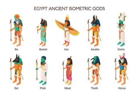 Premium Vector Egypt Ancient Gods Set Including Ra Bastet Isis Anubis