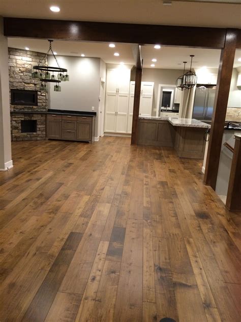Beautiful Wide Variable Width Hickory Wood Floors In A Great Room