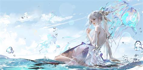 Anime Anime Girls Artwork Water Wallpaper Resolution2000x987 Id