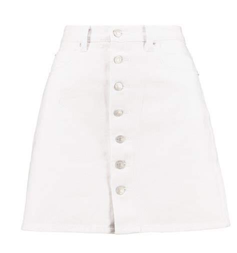Short White A Line Button Down Denim Skirt Casual Skirt Outfits