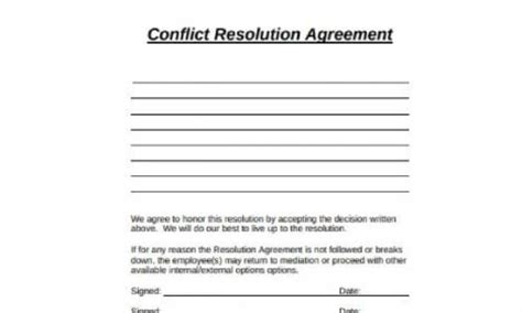 Printable Conflict Resolution Template