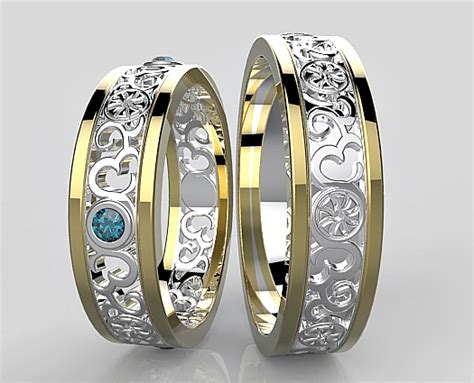 His And Her Two Tone Matching Wedding Band Vidar Jewelry Unique