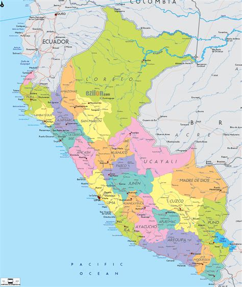 Peru Political Educational Wall Map From Academia Maps Images And