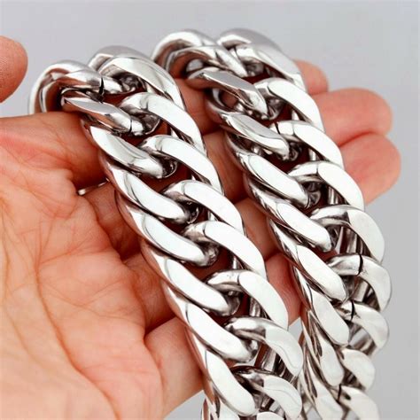 Heavy 22mm Silver Curb Link Rombo Mens Chain 316l Stainless Steel