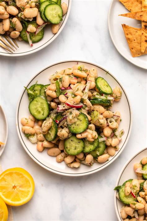 Dilly White Bean Salad Cucumber Vegan FromMyBowl From My Bowl