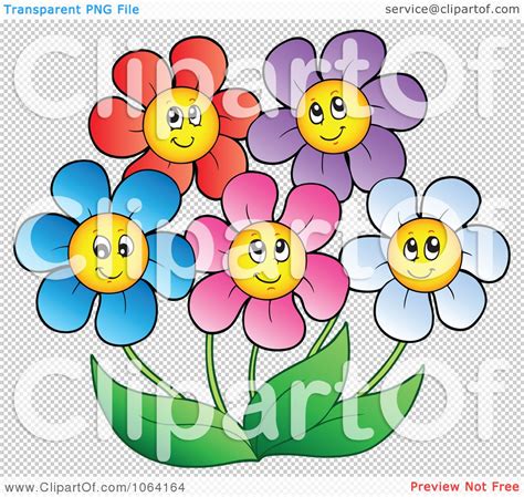 Clipart Happy Colorful Daisy Flowers 2 Royalty Free Vector