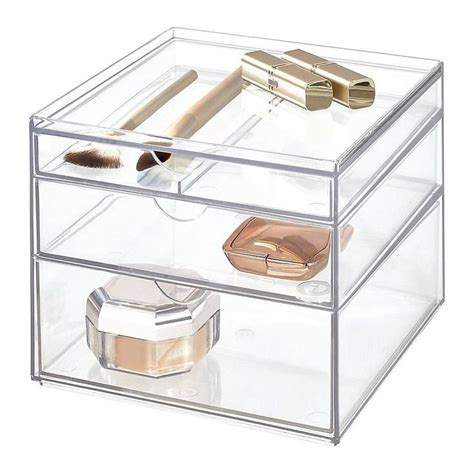 Glass bathroom vanity accessories on tray plastic containers. Idesign 3-Drawer Clear Stackable Cosmetic Organizer | 1000 ...