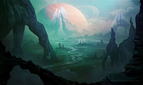 Alien Planet By Alynspiller Fantasy Art Landscapes Sci Fi Concept