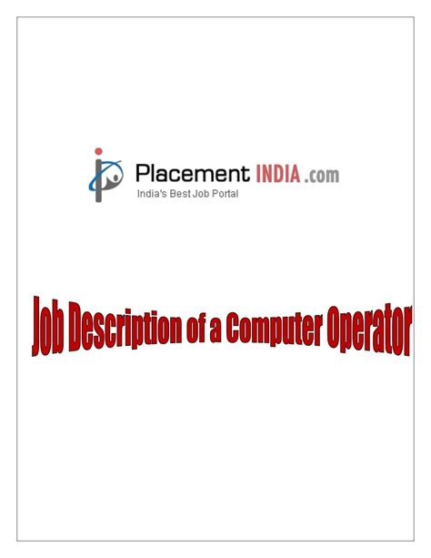 Job description for fab operator i. Job Description of a Computer Operator | Job description ...