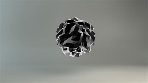Digital Art Minimalism Gray Background Sphere Low Poly 3d