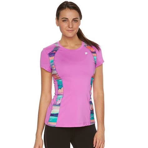 Womens Fila Sport Printed Inset Workout Tee Womens Workout Outfits
