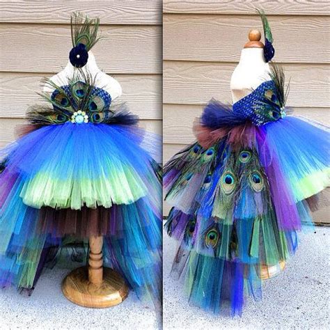 Peacock Tutu Costume Pageant Party Portrait Dress With Real Peacock