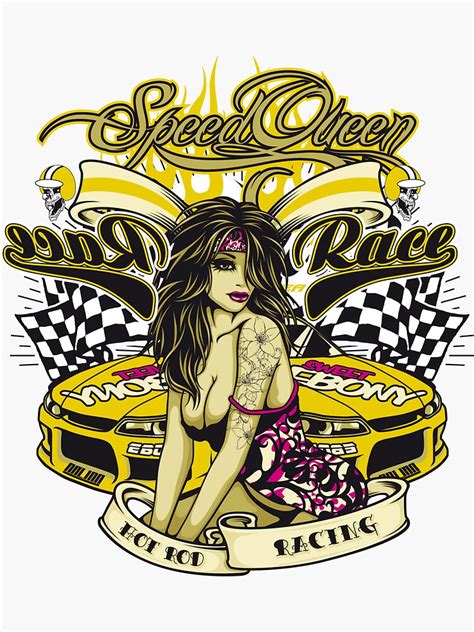 Speed Queen Pin Up Sticker For Sale By Rollon Redbubble