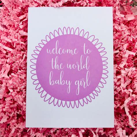Welcome To The World Baby Girl Greetings Card Etsy