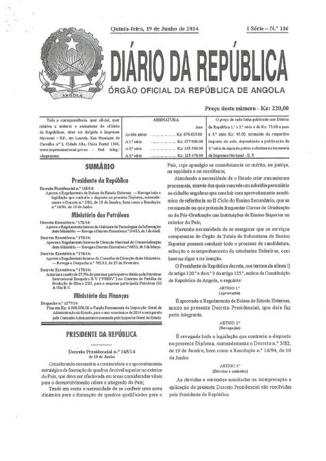Primer diario de noticias económicas, empresariales y financieras de colombia. Diario da república (regulamento das bolsas de estudo ...