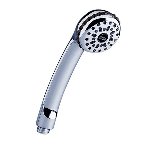 With a standard head pointing at an angle and a slightly adjustable neck. American Standard Soft Personal 3-Spray Hand Shower in ...