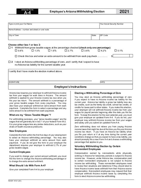 Arizona Withholding Form 2023 Printable Forms Free Online