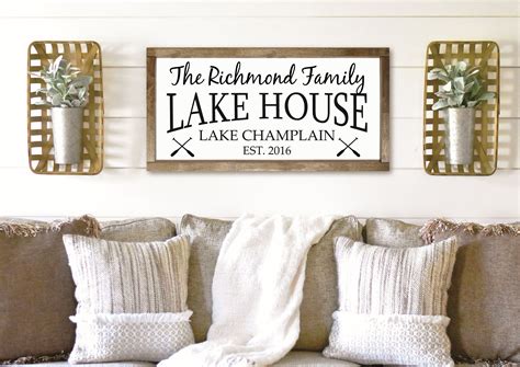 Personalized Lake House Sign Cottage Custom Lake House Sign Decor Cabin