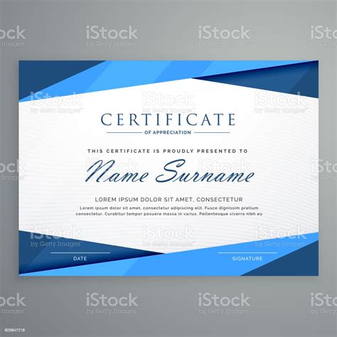 Modern Blue Triangle Certificate Template Stock Vector Art And More
