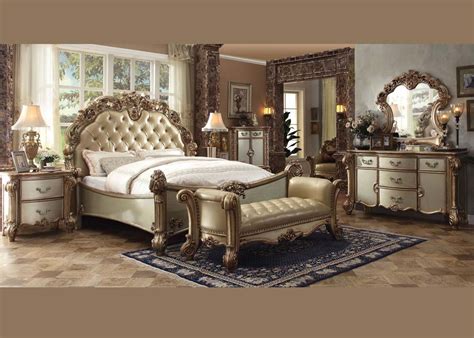 Orle bedroom 3pc set (queen bed, nightstand, dresser), created for macy's. Acme Furniture Queen Bedroom Set Gold #23000Q | Hot Sectionals