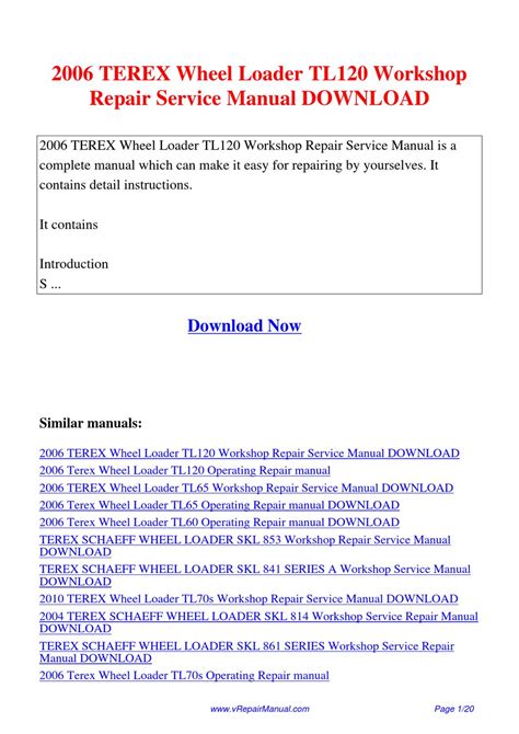 2006terexwheelloadertl120workshoprepairservicemanual By Yuan