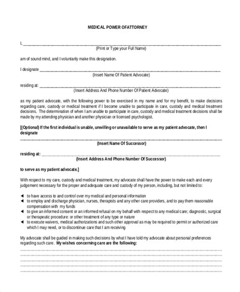 Free 10 Sample Medical Power Of Attorney Forms In Pdf Ms Word