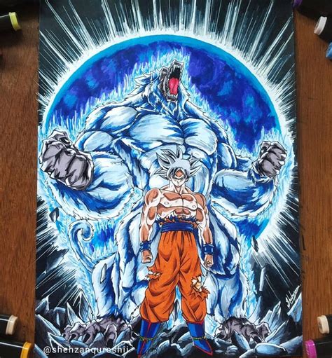 A Drawing Of Gohan From Dragon Ball Is Shown In Front Of Some Crayons