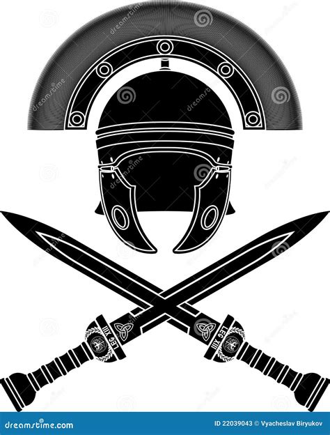 Roman Helmet And Swords Stock Vector Illustration Of Success 22039043